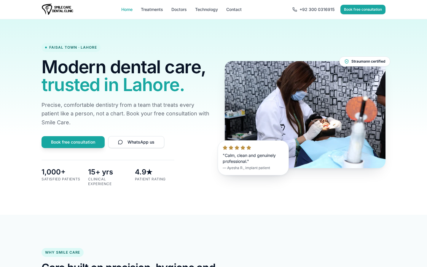 Smile Care Dental Clinic website