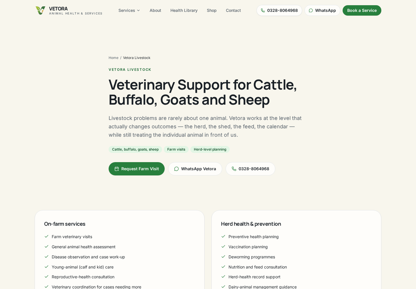 Vetora Animal Health & Services — Livestock & herd health